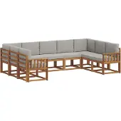 vidaXL Buiten bank set 9 st Natuurlijk en Licht Grijs