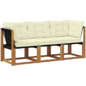 vidaXL Outdoor Midden- en Hoekbank met kussen 3 Stuk Naturel