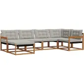 vidaXL Buiten bank set met kussen 6 pcs Natuurlijk en Licht Grijs