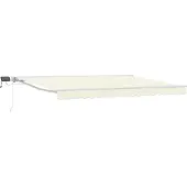 vidaXL Handbediende luifel met LED's Crème en Wit 4 × 3 m