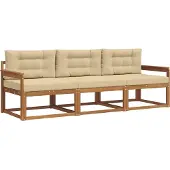 vidaXL Buiten bank set 3 st Natuurlijk en Beige