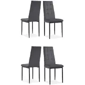 Loft 24 Becca-Eetkamerstoel - Set van 4 - Antraciet Fluweel