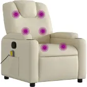 Syfax Massagestoel van kunstleer in crèmekleur