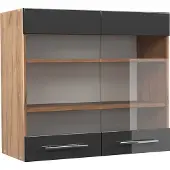 Vicco Fame-Line Glazen keukenkast – 80 cm Antraciet Hoogglans