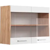 Vicco R-Line Glazen keukenkast – 80 cm Wit Hoogglans