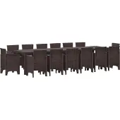 vidaXL Tuin Eettafel Set 15 st Bruin Polt riet