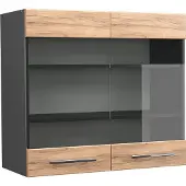 Vicco Fame-Line Glazen keukenkast – 80 cm Krachtige eik goud