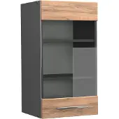Vicco Fame-Line Glazen keukenkast – 40 cm Krachtige eik goud