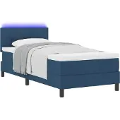 vidaXL Boxspring bed met LED-stripverlichting Blauw 90 x 200 cm Stof