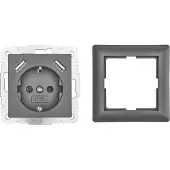 NCC-Licht USB Schutzkontakt Steckdose 2 x USB Anschluss 2800mA Unterputz Modell 55 mit Rahmen Anthrazit