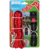 Pricenet Pet Comfort hardloopriem hond 115-155 cm nylon rood