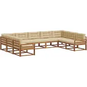 vidaXL Buiten bank set 9 st Natuurlijk en Beige