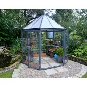 Palram - Canopia Tuinkas Oasis Hexagonaal 8 Ft - Polycarbonaat 10mm - Grijs - 213x247x267cm