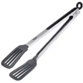 Westmark serveertang, met grote siliconen lepels en rubberen handgrepen, lengte: 34 cm, roestvrij staal/kunststof/siliconen, Comfort Silicone Maxi, zilver/zwart, 16122270