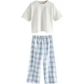 Next Nachtkledij duifblauw / wit