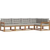 vidaXL Buiten bank set 5 st Naturel en lichtgrijs