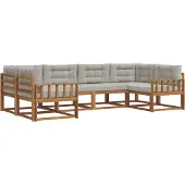 vidaXL Buiten bank set 6 st Natuurlijk en Licht Grijs