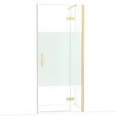 Maxaro Diamond Douchedeur | 90 cm Glanzend lichtgoud Helder met matte strook Draaideur