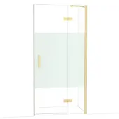 Maxaro Diamond Douchedeur | 100 cm Glanzend lichtgoud Helder met matte strook Draaideur