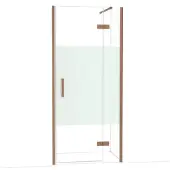 Maxaro Diamond Douchedeur | 90 cm Glanzend koper Helder met matte strook Draaideur