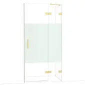 Maxaro Diamond Douchedeur | 100 cm Glanzend lichtgoud Helder met matte strook Draaideur
