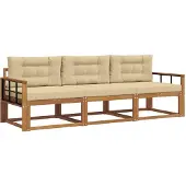 vidaXL Buiten bank set 3 st Natuurlijk en Beige