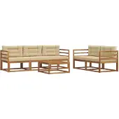 vidaXL Buiten bank set 6 st Natuurlijk en Beige