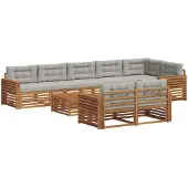 vidaXL Buiten bank set 9 st Natuurlijk en Licht Grijs