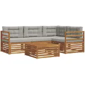 vidaXL Buiten bank set 5 st Natuurlijk en Licht Grijs