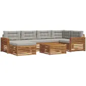 vidaXL Buiten bank set 7 st Natuurlijk en Licht Grijs
