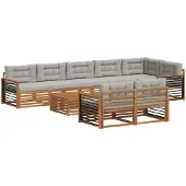 vidaXL Buiten bank set 9 st Natuurlijk en Licht Grijs