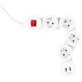 Allteq Stekkerdoos - 4-voudig - USB -