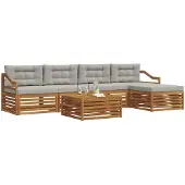 vidaXL Buiten bank set 6 st Natuurlijk en Licht Grijs