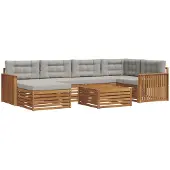 vidaXL Buiten bank set 7 st Natuurlijk en Licht Grijs