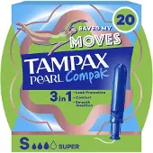 Tampax 8x Pearl Compak Super Tampons Met Inbrenghuls 20 Stuks