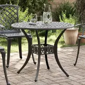 Prolenta Maison Exclusive - Tuintafel, zwart, Ø90x75 cm, aluminium gietwerk