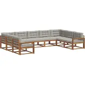 vidaXL Buiten bank set 9 st Natuurlijk en Licht Grijs