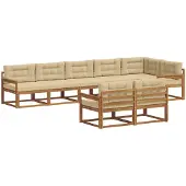 vidaXL Buiten bank set 8 st Natuurlijk en Beige