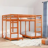 Prolenta Maison Exclusive - Drievoudig stapelbedframe, wassenbruin, 140 x 200 cm