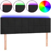 vidaXL Hoofdbord LED 144x5x78/88 cm fluweel zwart