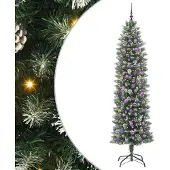 Syfax Kunstmatige slanke kerstboom Groen en Wit 240 cm