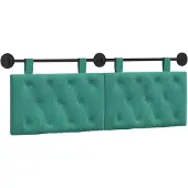 vidaXL Hangend hoofdbord Met LED-verlichting Turquoise Fluweel