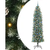 Syfax Kunstmatige slanke kerstboom met 300 LED Groen en Wit 240 cm