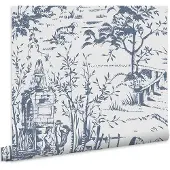 Laura Ashley Toile de Jouy Behang - Dieren - 10mx52cm - Blauw