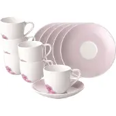 Villeroy & Boch Espressotassen mit Untertassen Rose Garden 70 ml Set van 6