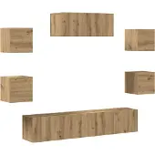 Syfax 7-delig Tv-meubelset wandmontage artisanaal eiken