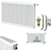 Belrad universele radiator, compacte ventielradiator, 6 aansluitingen, type T33, afmetingen 500x2000, vermogen 4112W