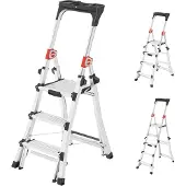 Hailo TL100 aluminium telescopische ladder Topline, 3 - 5 treden, tot 309 cm, antislip, met opbergbak, tot 150 kg