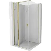 Mexen Mist T douchecabine scharnierend 80 x 80 , transparant, goud - 8A4T-080-080-50-00