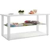 VCM Houten salontafel Sofa-tafel Woonkamertafel Bijzettafel Glas Wanilo L